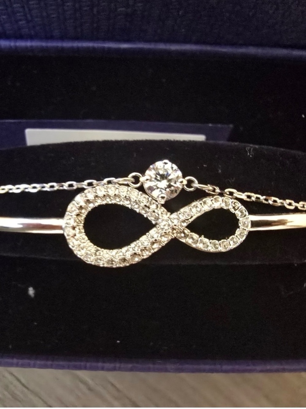 Swarovski Silver Crystal Infinity Bangle Bracelet